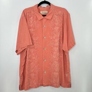 Tommy Bahama Silk Hawaiian Button Up Shirt Aloha Tropical Vacation Size XXL